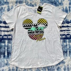 NWT Disney's Mickey Mouse Celebrate Together Tropical “Happy Place” T-shirt